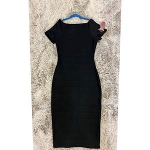 Bandage black midi dress